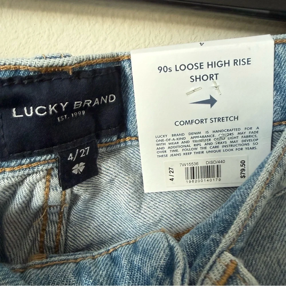 Lucky Brand Distressed Blue Denim Shorts 90s Loose High Rise - Picture 4 of 6